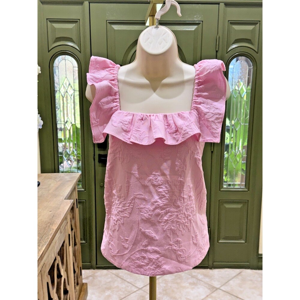 Lilly Pulitzer zoya ruffle top conch shell pink pucker Size 00